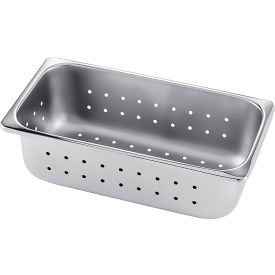 Dukal 4273P Tech-Med Instrument Tray Only, Perforated, 12-1/2" x 6-3/4" x 3-7/8", Stainless Steel image.