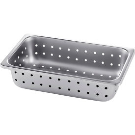 Dukal 4275P Tech-Med Instrument Tray Only, Perforated, 10-1/4" x 6-1/4" x 2.56", Stainless Steel image.