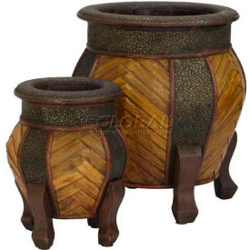 Nearly Natural 519 Nearly Natural Decorative Rounded Wood Planters (Set of 2) image.
