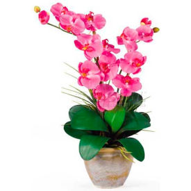 Nearly Natural 1026-DP Nearly Natural Double Phalaenopsis Silk Orchid Flower Arrangement, Dark Pink image.
