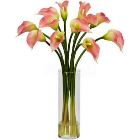 Nearly Natural 1187-PK Nearly Natural Mini Calla Lily Silk Flower Arrangement, Pink image.