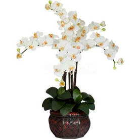 Nearly Natural 1211-CR Nearly Natural Phalaenopsis with Decorative Vase Silk Flower Arrangement, Cream image.