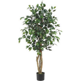 Nearly Natural 5299 Nearly Natural 4 Ficus Silk Tree with Round Pot, Green image.