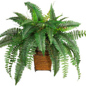Nearly Natural 6549 Nearly Natural Boston Fern with Wicker Basket Silk Plant image.