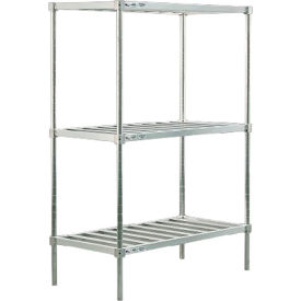 Heavy Duty Shelving Unit, 3 Slatted T-Bar Shelves, 42"W x 18"D x 76-1/4"H view 2