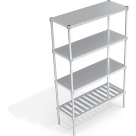 Industrial Shelving Unit, (1) Slatted T-Bar & (3) Solid Brute Shelves, 48"W x 18"D x 76-1/4"H view 2