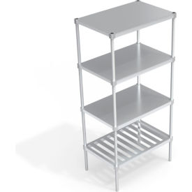 Industrial Shelving Unit, (1) Slatted T-Bar & (3) Solid Brute Shelves, 36"W x 24"D x 76-1/4"H view 2