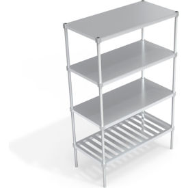 Industrial Shelving Unit, (1) Slatted T-Bar & (3) Solid Brute Shelves, 48"W x 24"D x 76-1/4"H view 2