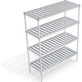 Heavy Duty Shelving Unit, 4 Slatted T-Bar Shelves, 60"W x 24"D x 76-1/4"H view 2