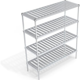 Heavy Duty Shelving Unit, 4 Slatted T-Bar Shelves, 66"W x 24"D x 76-1/4"H view 2