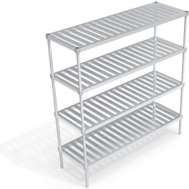 Heavy Duty Shelving Unit, 4 Slatted T-Bar Shelves, 72"W x 24"D x 76-1/4"H view 2