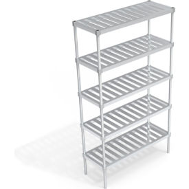 Heavy Duty Shelving Unit, 5 Slatted T-Bar Shelves, 48"W x 18"D x 84-1/4"H view 2