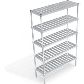 Heavy Duty Shelving Unit, 5 Slatted T-Bar Shelves, 54"W x 18"D x 84-1/4"H view 2