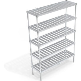 Heavy Duty Shelving Unit, 5 Slatted T-Bar Shelves, 60"W x 18"D x 84-1/4"H view 2