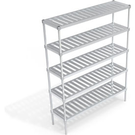 Heavy Duty Shelving Unit, 5 Slatted T-Bar Shelves, 66"W x 18"D x 84-1/4"H view 2