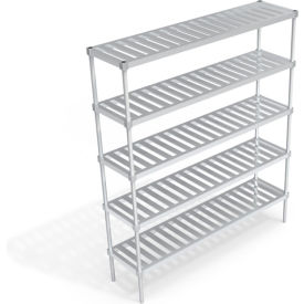 Heavy Duty Shelving Unit, 5 Slatted T-Bar Shelves, 72"W x 18"D x 84-1/4"H view 2
