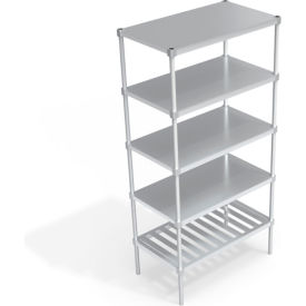 Industrial Shelving Unit, (1) Slatted T-Bar & (4) Solid Brute Shelves, 42"W x 24"D x 84-1/4"H view 2