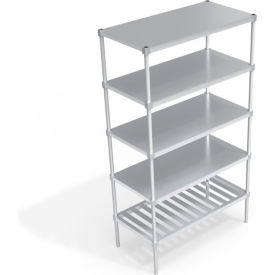 Industrial Shelving Unit, (1) Slatted T-Bar & (4) Solid Brute Shelves, 48"W x 24"D x 84-1/4"H view 2
