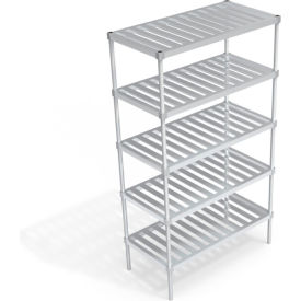 Heavy Duty Shelving Unit, 5 Slatted T-Bar Shelves, 48"W x 24"D x 84-1/4"H view 2