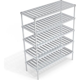 Heavy Duty Shelving Unit, 5 Slatted T-Bar Shelves, 60"W x 24"D x 76-1/4"H view 2