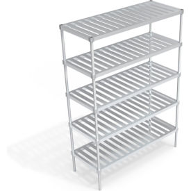 Heavy Duty Shelving Unit, 5 Slatted T-Bar Shelves, 60"W x 24"D x 84-1/4"H view 2