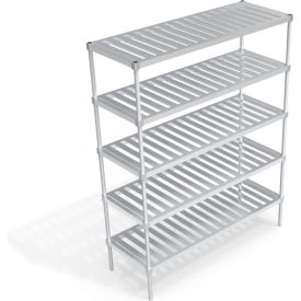 Heavy Duty Shelving Unit, 5 Slatted T-Bar Shelves, 66"W x 24"D x 84-1/4"H view 2