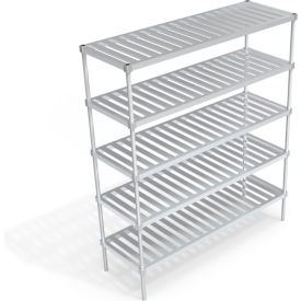 Heavy Duty Shelving Unit, 5 Slatted T-Bar Shelves, 72"W x 24"D x 84-1/4"H view 2