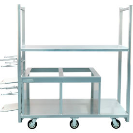 HD Mobile Grab & Go Meal Cart with 2 Plastic Bag Holders, Silvery White/Dull Gray view 2