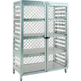 New Age Industrial Corp. 97846 New Age Amplimesh Security Cage Truck w/ 4 Shelves, 48"L x 24"W x 72"H, Silver image.