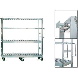 New Age Industrial Corp. 99867 New Age Flat Shelf Utility Cart w/ 4 Shelves, 800 lb. Cap., 79-1/4"L x 20-1/2"W x 72-3/4"H, Silver image.