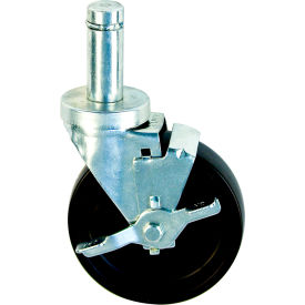 New Age Stem Type Swivel Caster with Brake Polyolefin 5" Dia. 1200 lb. Capacity Pack of 4 