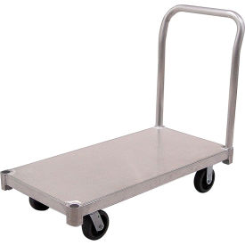 New Age Industrial Corp. PT2436S6 New Age Smooth Deck Platform Truck, Aluminum, 6" Polyurethane Caster, 39"L x 24"W, 2600 lb. Capacity image.