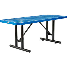 Global Industrial 277560BL Global Industrial™ 6 Rectangular Steel Picnic Table, Expanded Metal, Blue image.