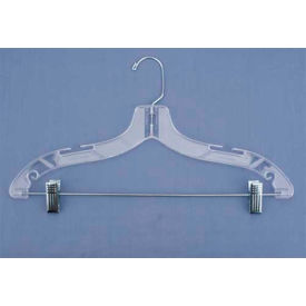 National Hanger Company Inc. 500RC NAHANCO 500RC Suit Hanger-Heavy Weight W/Metal Clips, 17"L, Plastic-CL, Pkg Qty 100 image.