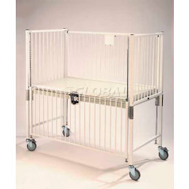 Nk Medical Products E1970CL NK Medical Infant Standard Crib E1970CL, 30"W x 44"L x 61"H, Flat Deck with Plexi End, Epoxy image.