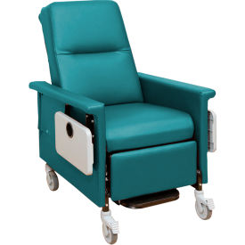 Nk Medical Products RC301-I-AQUAMARINE NK Medical Recliner with Infinite Recline, 5" Casters, Push Bar & Side Table, Aquamarine image.