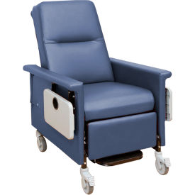 Nk Medical Products RC301-I-BONNIE BLUE NK Medical Recliner with Infinite Recline, 5" Casters, Push Bar & Side Table, Bonnie Blue image.