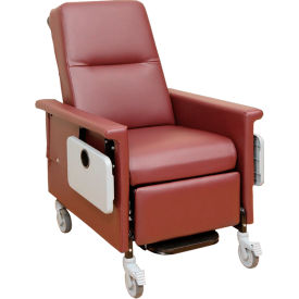 Nk Medical Products RC301-I- CRANBERRY NK Medical Recliner with Infinite Recline, 5" Casters, Push Bar & Side Table, Cranberry image.