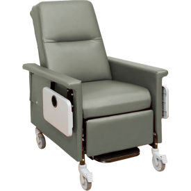 Nk Medical Products RC301-I-GRAY NK Medical Recliner with Infinite Recline, 5" Casters, Push Bar & Side Table, Gray image.