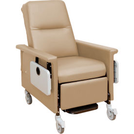 Nk Medical Products RC301-NATURAL (BEIGE) NK Medical Recliner, 5" Casters, Push Bar & Side Table, Natural image.