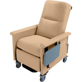 Nk Medical Products RC301-S-I-NATURAL (BEIGE) NK Medical Recliner with Swing Arms and Infinite Recline, Push Bar & Side Table, Natural image.