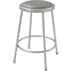 Global Industrial B2222429 Interion® 24"H Steel Work Stool with Vinyl Seat - Backless - Gray - Pack of 2 image.