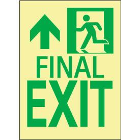 National Marker Company 50F-3SN-L NMC™ Glow NYC Final Exit Forward/Left Side Sign, 24 Hour Glow, Polyester, 8"W x 11"H image.