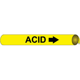 National Marker Company A4001 NMC™ Precoiled & Strap-On Pipe Marker, Acid, Fits 3/4" - 1" Pipe Dia. image.