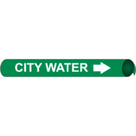 National Marker Company A4018 NMC™ Precoiled & Strap-On Pipe Marker, City Water, Fits 3/4" - 1" Pipe Dia. image.
