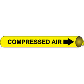 National Marker Company A4023 NMC™ Precoiled & Strap-On Pipe Marker, Compressed Air, Fits 3/4" - 1" Pipe Dia., Yellow image.