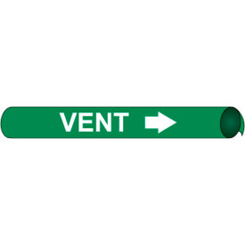 National Marker Company A4110 NMC™ Precoiled & Strap-On Pipe Marker, Vent, Fits 3/4" - 1" Pipe Dia., Green image.
