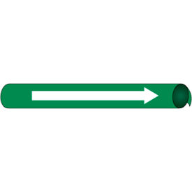 National Marker Company A4116 NMC™ Precoiled & Strap-On Pipe Marker, Direction Arrow, Fits 3/4" - 1" Pipe Dia., Green image.