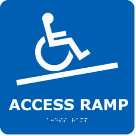 National Marker Company ADA12WBL Graphic Braille Sign - Access Ramp - Blue image.