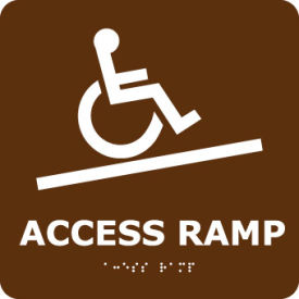 National Marker Company ADA12WBR Graphic Braille Sign - Access Ramp - Brown image.